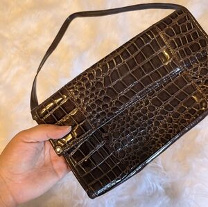 Chic Crocodile Embossed Clutch
